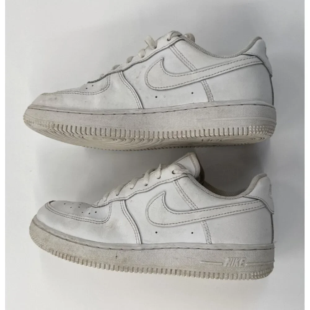 Nike Air Force 1 Shoes Youth Boys 3 Y White Leather Athletic Sneakers School Gym